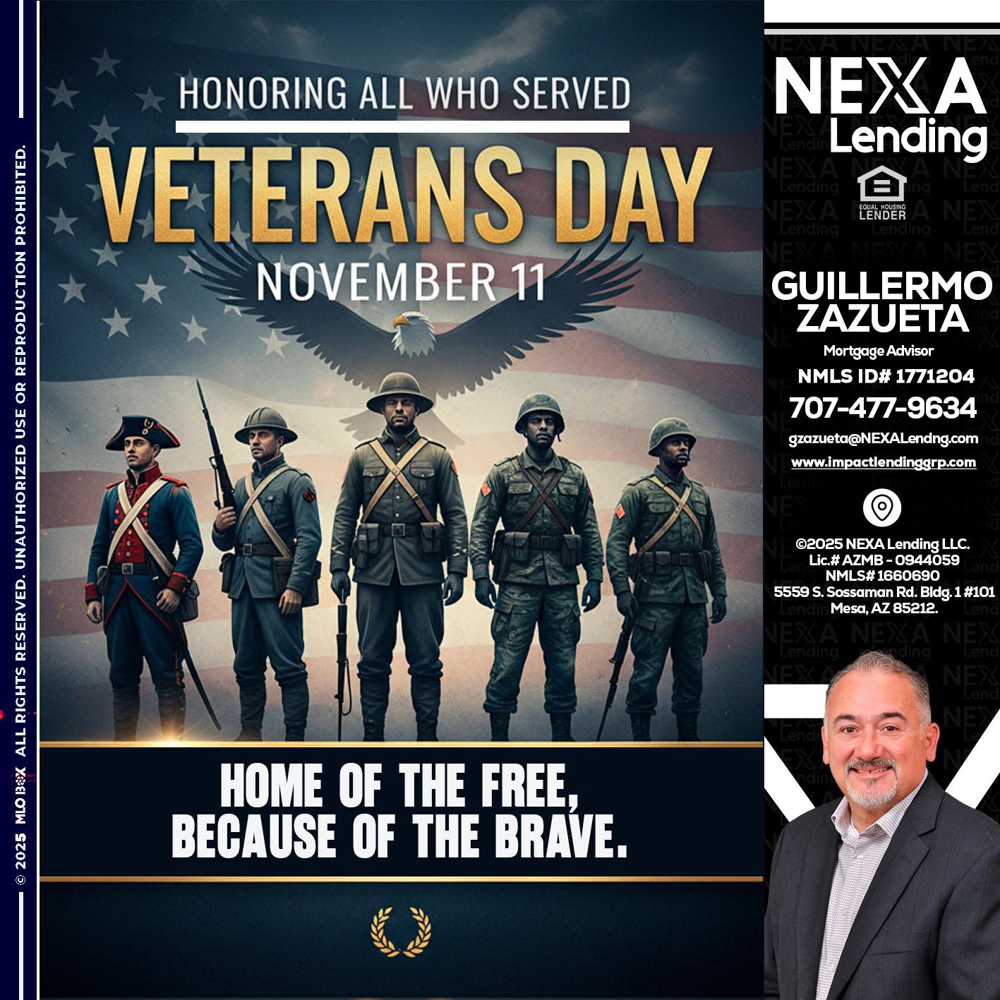 Veterans Day - Guillermo Zazueta -Mortgage Advisor