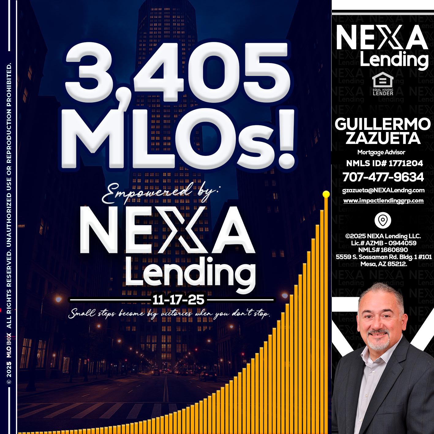3405 MLOs - Guillermo Zazueta -Mortgage Advisor