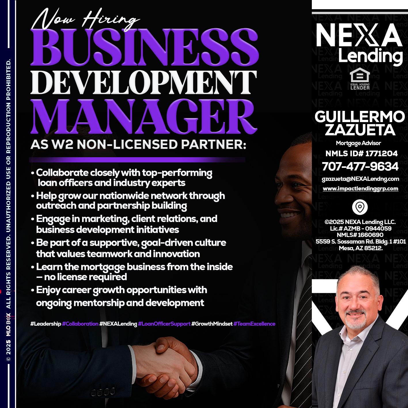 NOW HIRING - Guillermo Zazueta -Mortgage Advisor