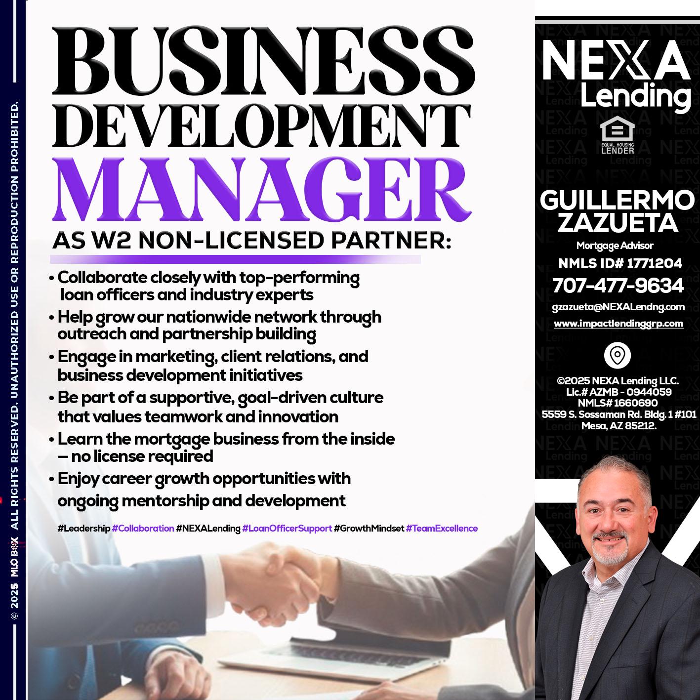 business development - Guillermo Zazueta -Mortgage Advisor
