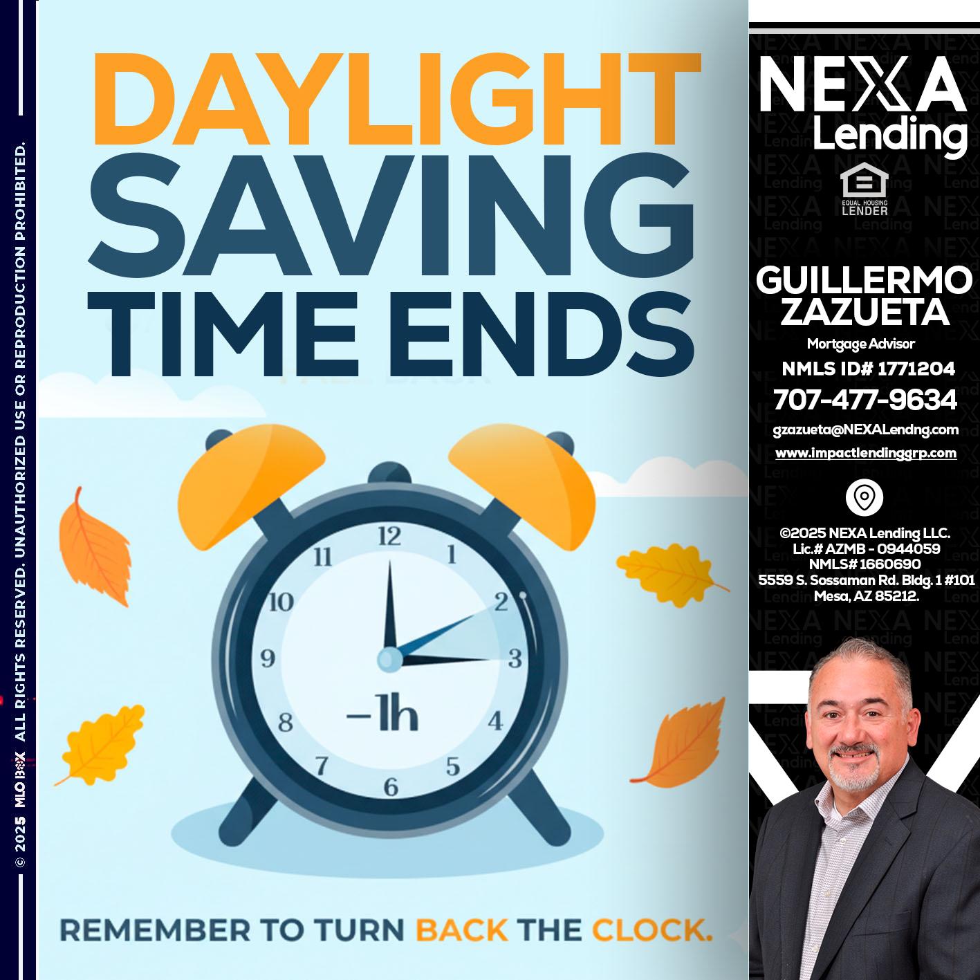 daylight saving - Guillermo Zazueta -Mortgage Advisor