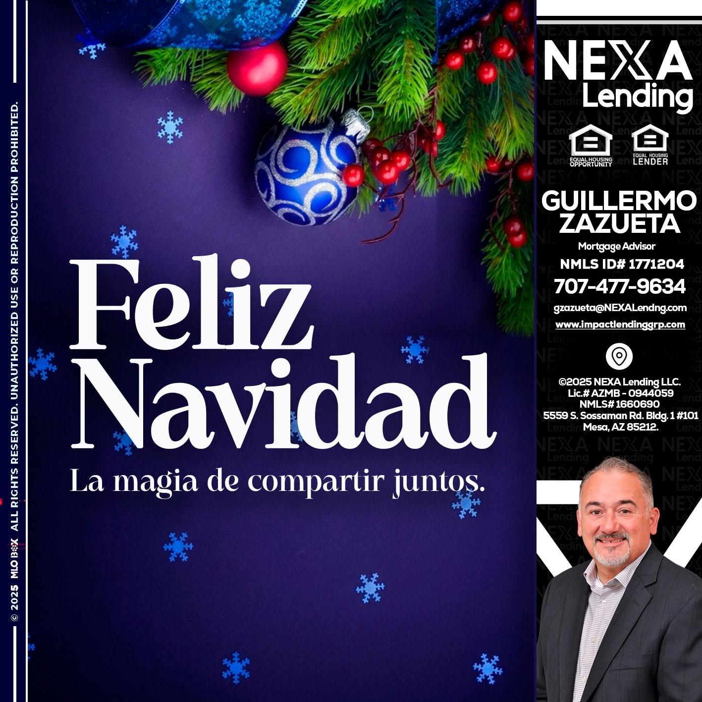 FELIZ NAVIDAD - Guillermo Zazueta -Mortgage Advisor