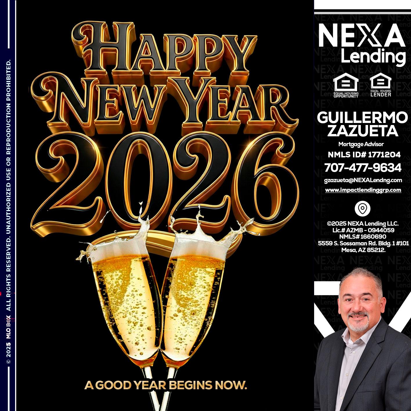 happy new year 2026 - Guillermo Zazueta -Mortgage Advisor