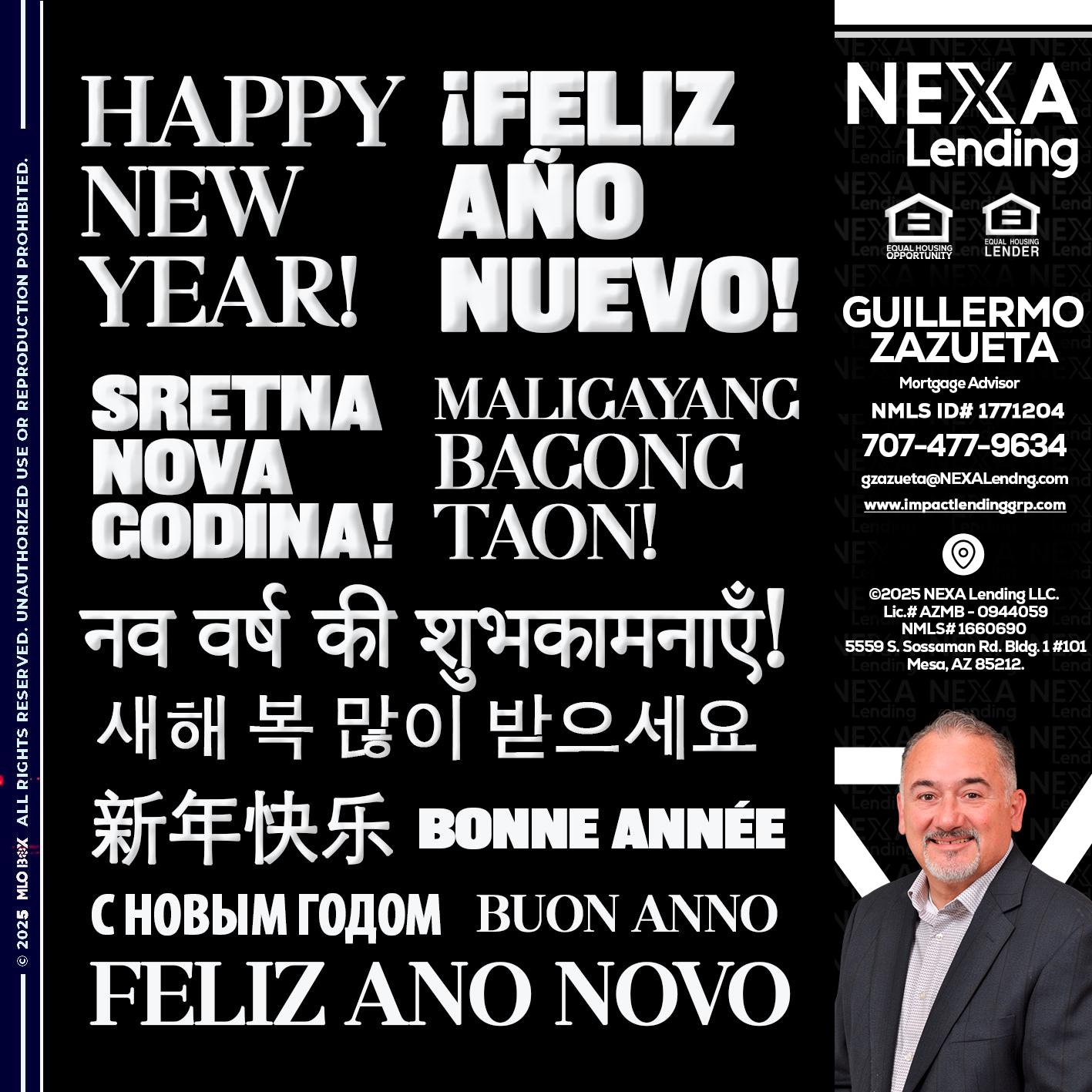 HAPPY NEW YEAR - Guillermo Zazueta -Mortgage Advisor