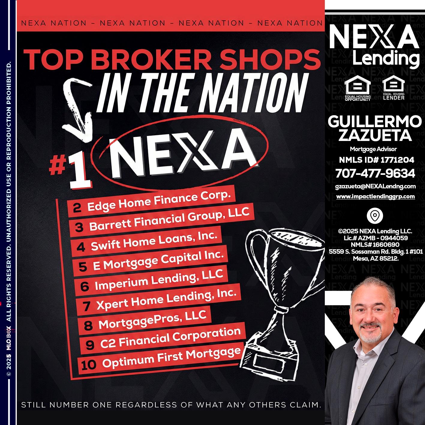 top broker - Guillermo Zazueta -Mortgage Advisor