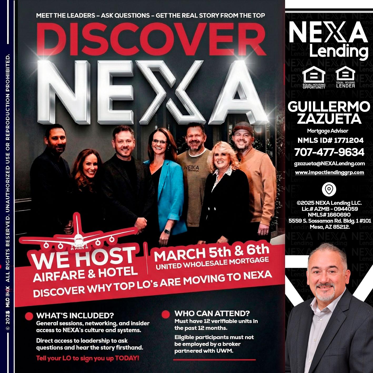 DISCOVER NEXA - Guillermo Zazueta -Mortgage Advisor