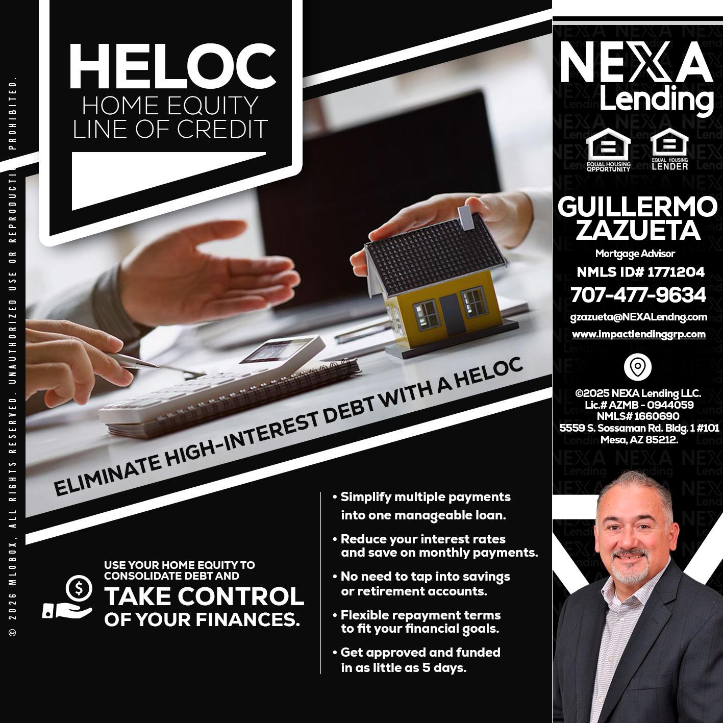 HELOC - Guillermo Zazueta -Mortgage Advisor