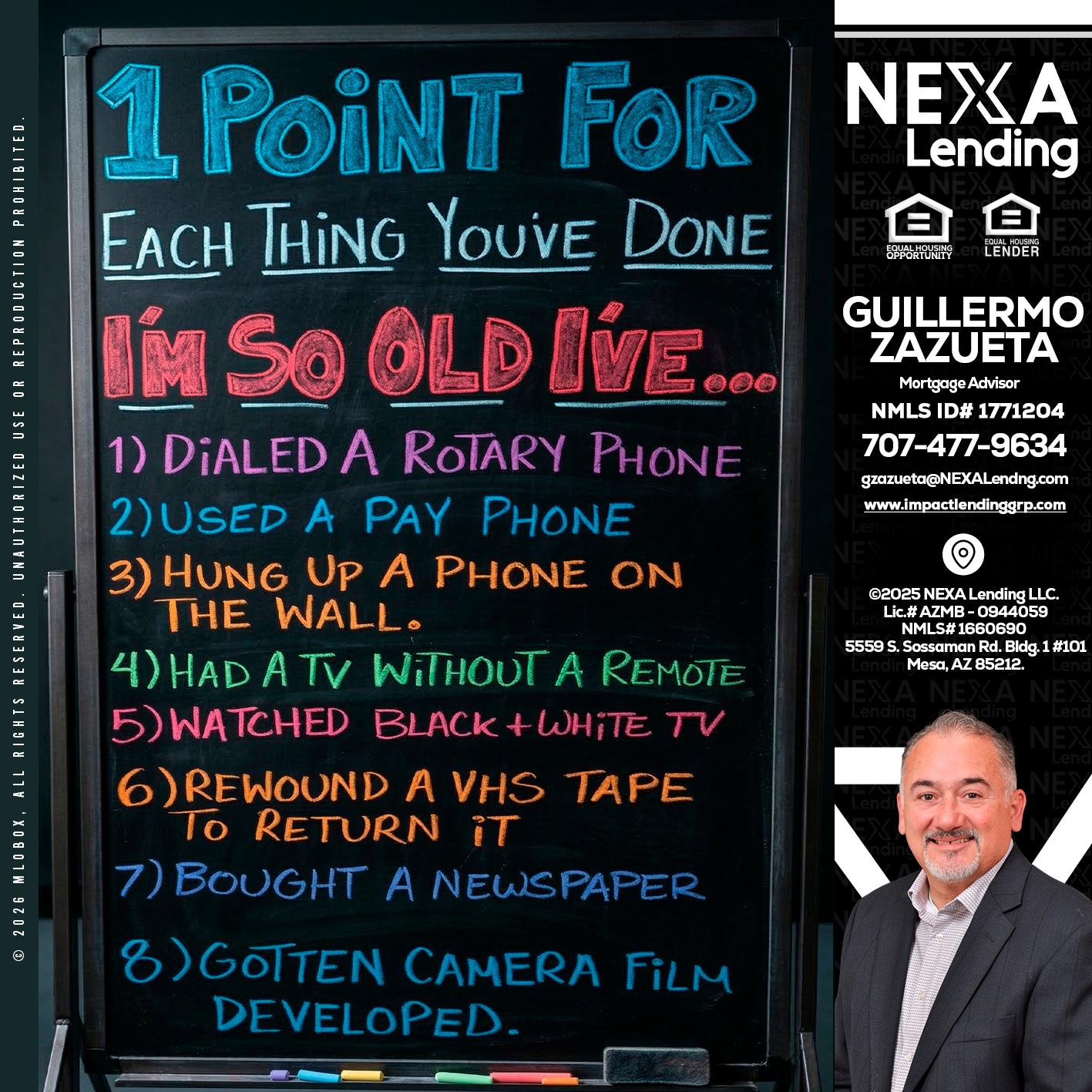 1 point for - Guillermo Zazueta -Mortgage Advisor