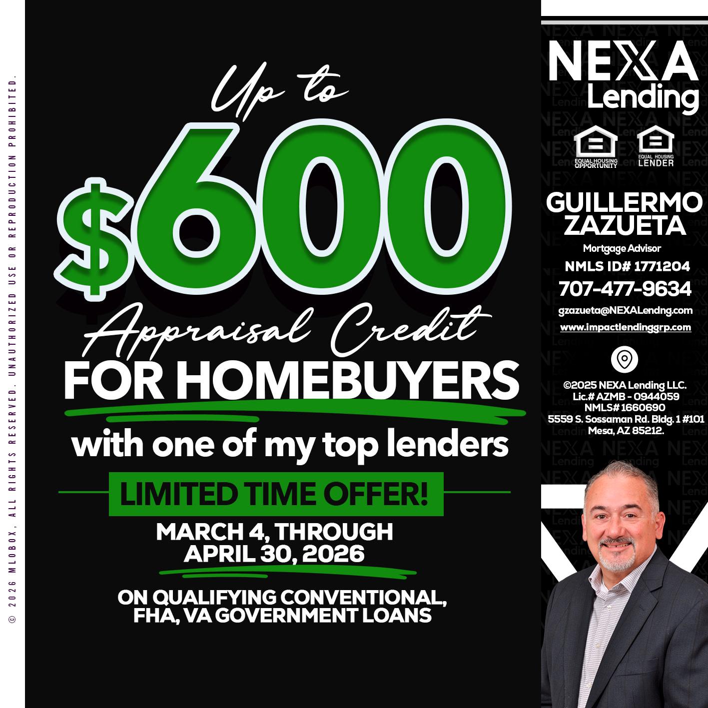 UP TO 600 - Guillermo Zazueta -Mortgage Advisor