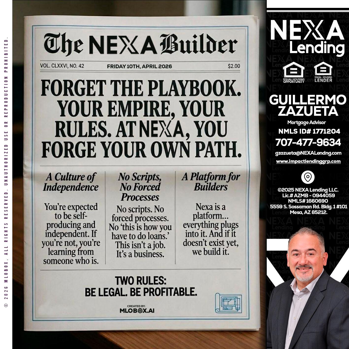 THE NEXA BUILDER - Guillermo Zazueta -Mortgage Advisor