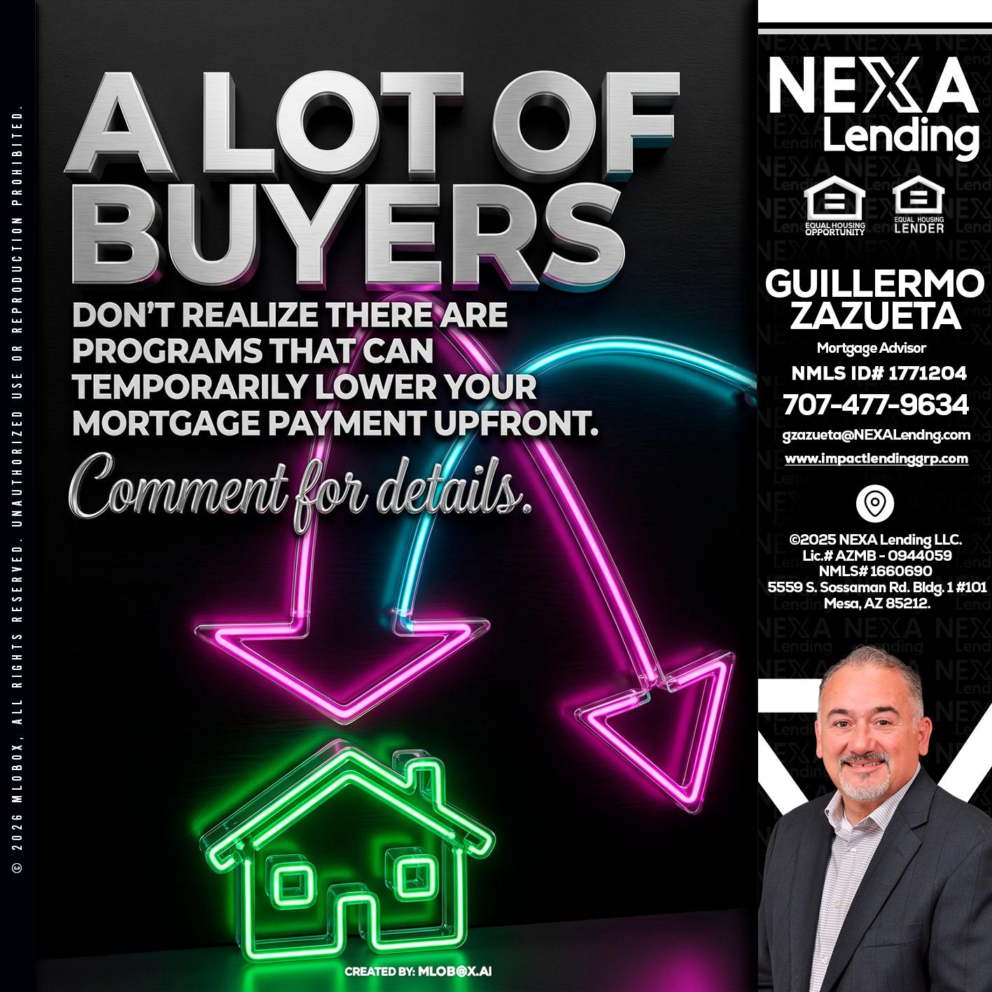 A LOT OF BUYERS - Guillermo Zazueta -Mortgage Advisor