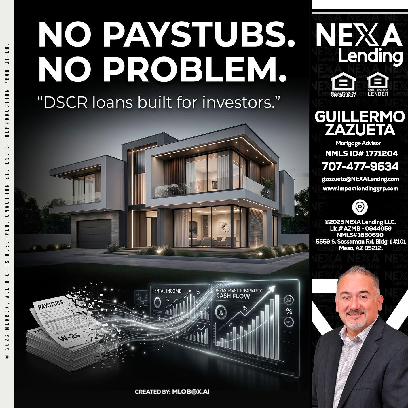 no paystub - Guillermo Zazueta -Mortgage Advisor