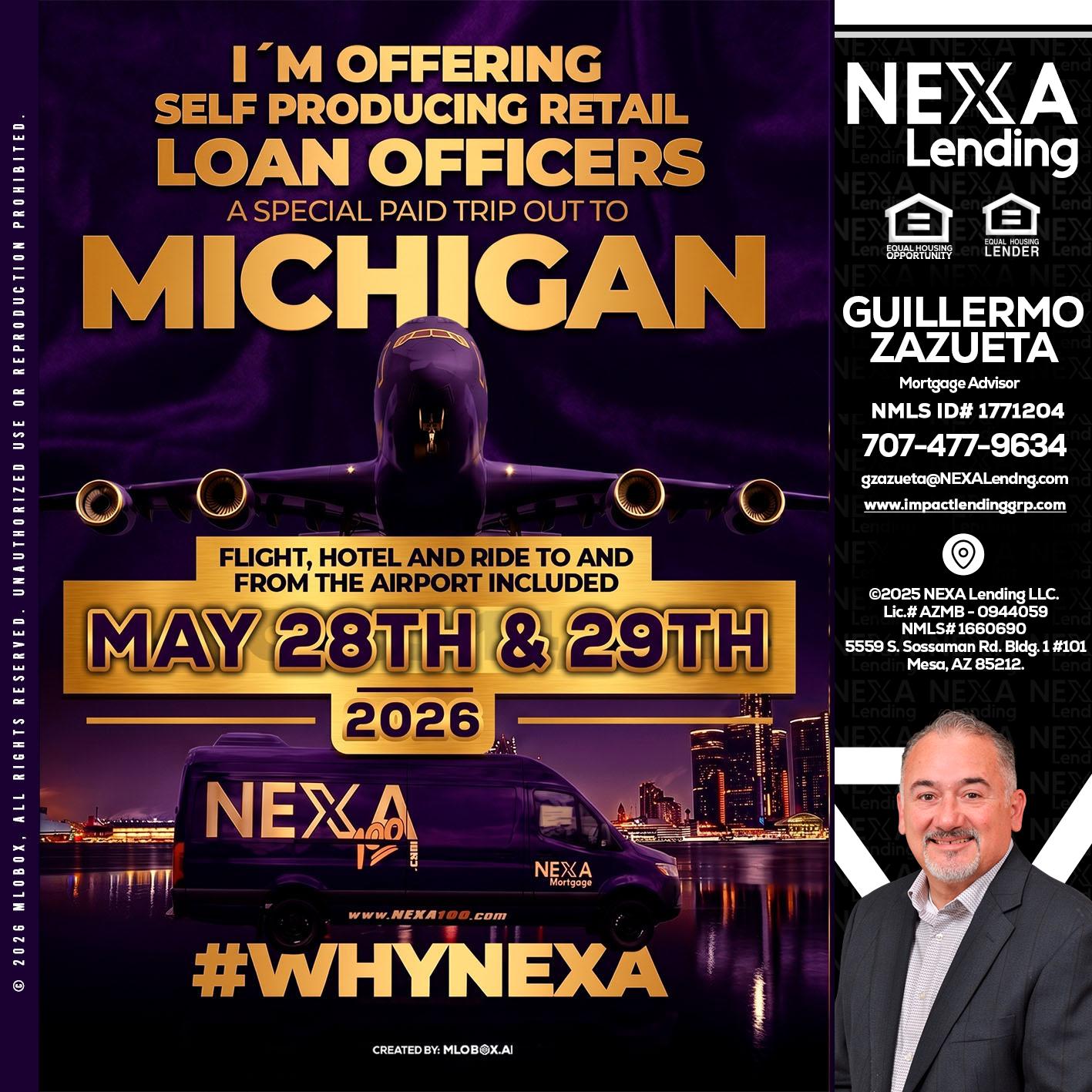 MICHIGAN - Guillermo Zazueta -Mortgage Advisor