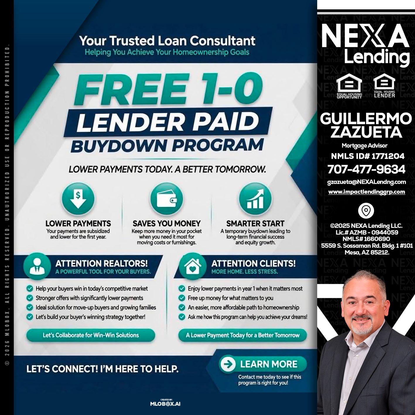 FREE 1-0 - Guillermo Zazueta -Mortgage Advisor