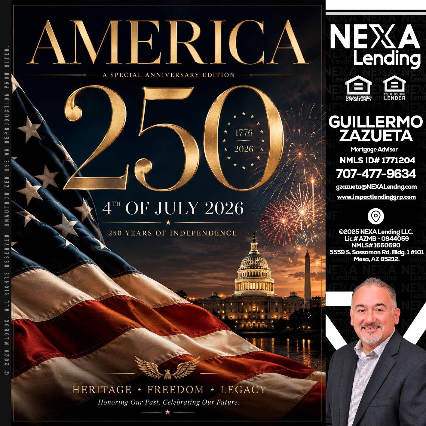 AMERICA 250 TH - Guillermo Zazueta -Mortgage Advisor