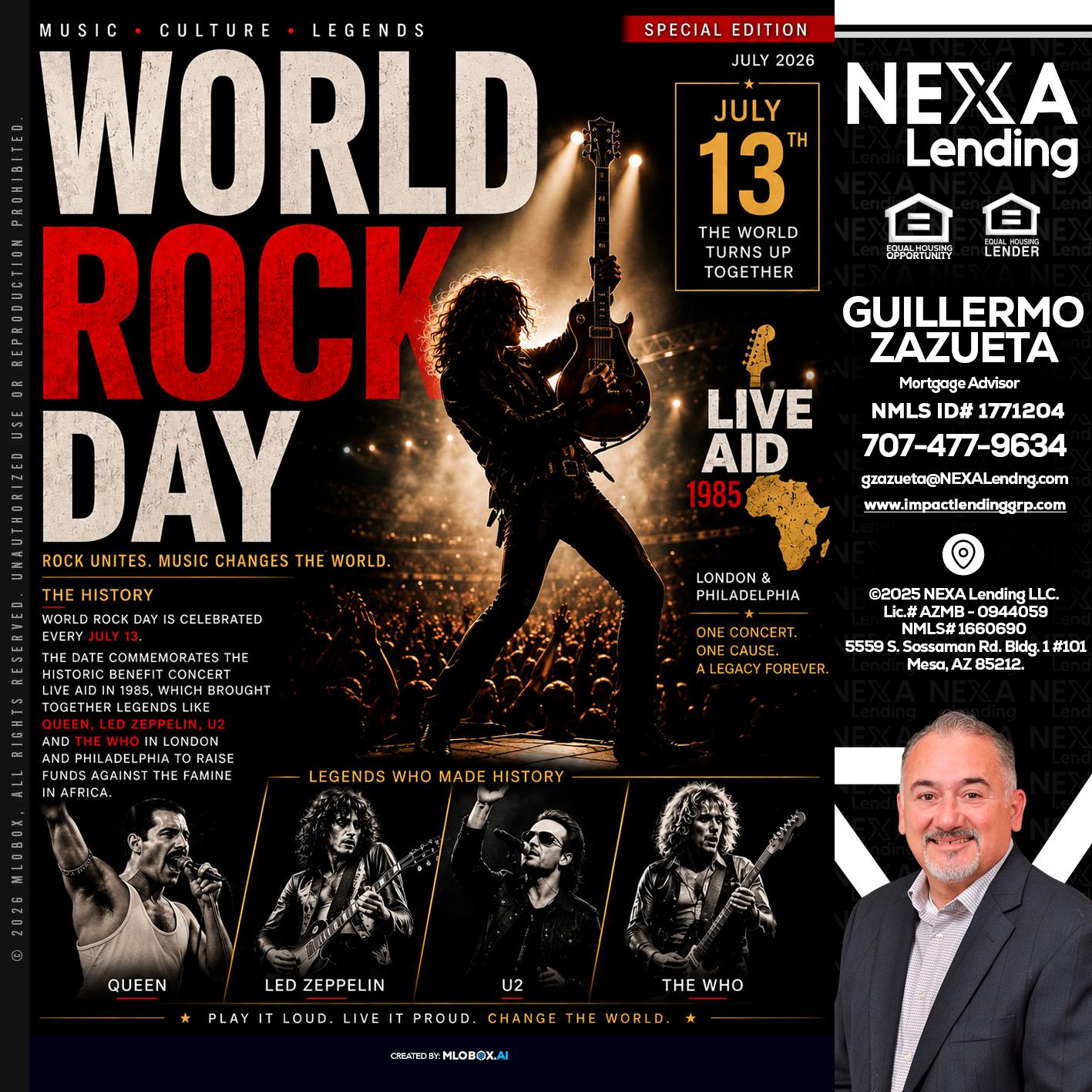 WORLD ROCK MUSIC DAY - Guillermo Zazueta -Mortgage Advisor
